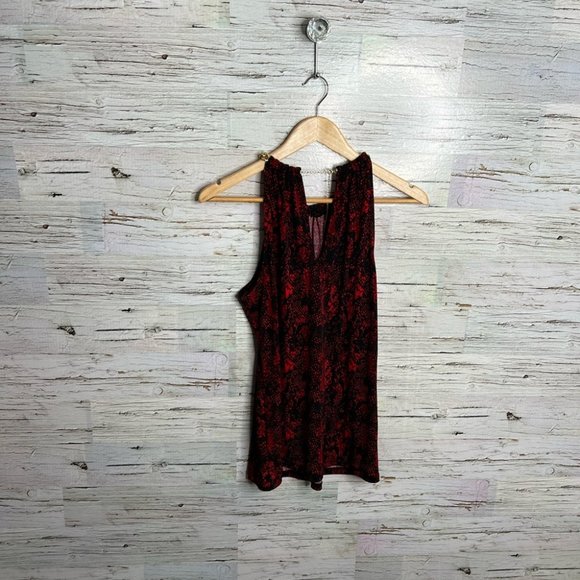Michael Kors blouse tank top red black gold size medium chain - Picture 6 of 7
